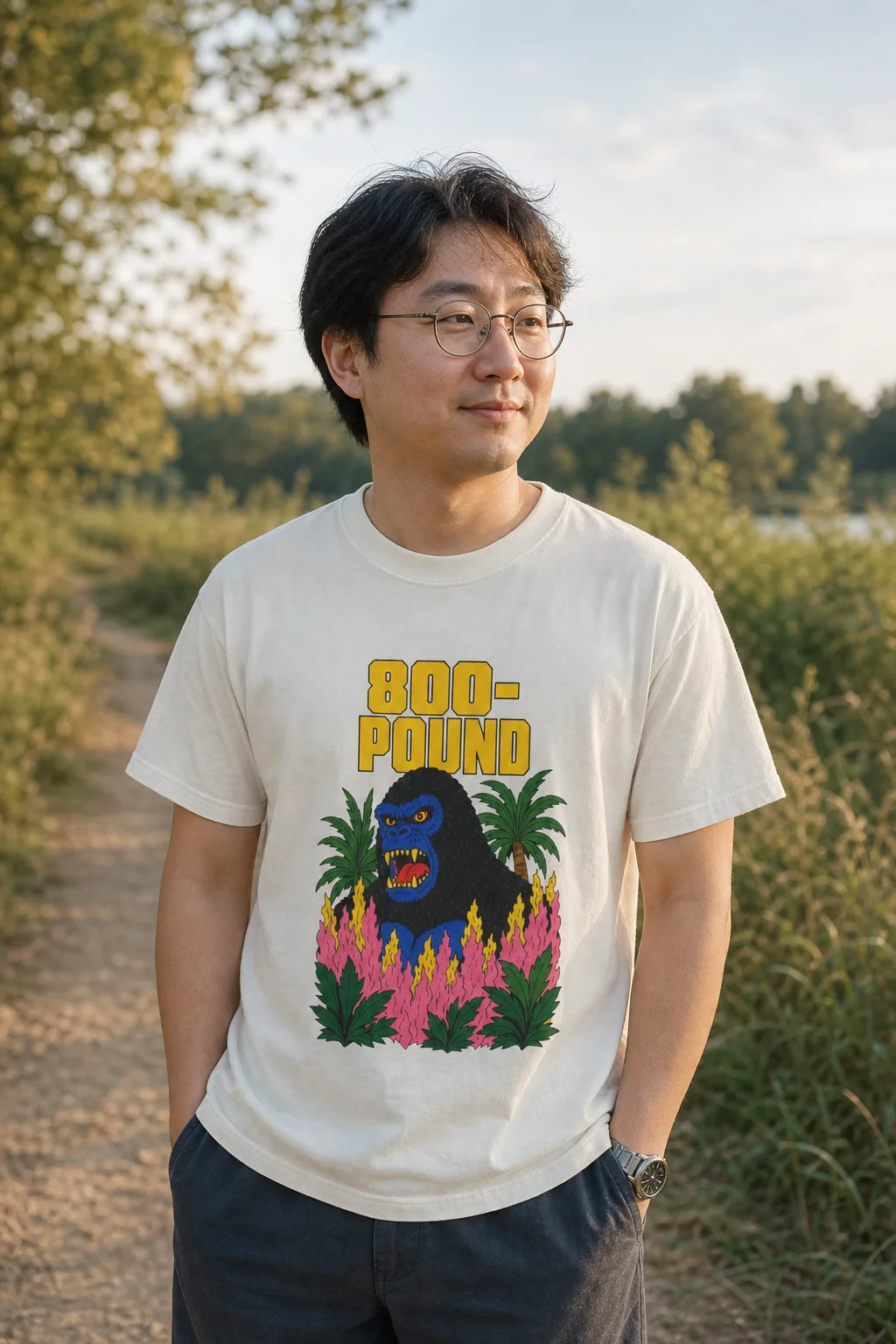 800-Pound Gorilla shirt worn outdoors