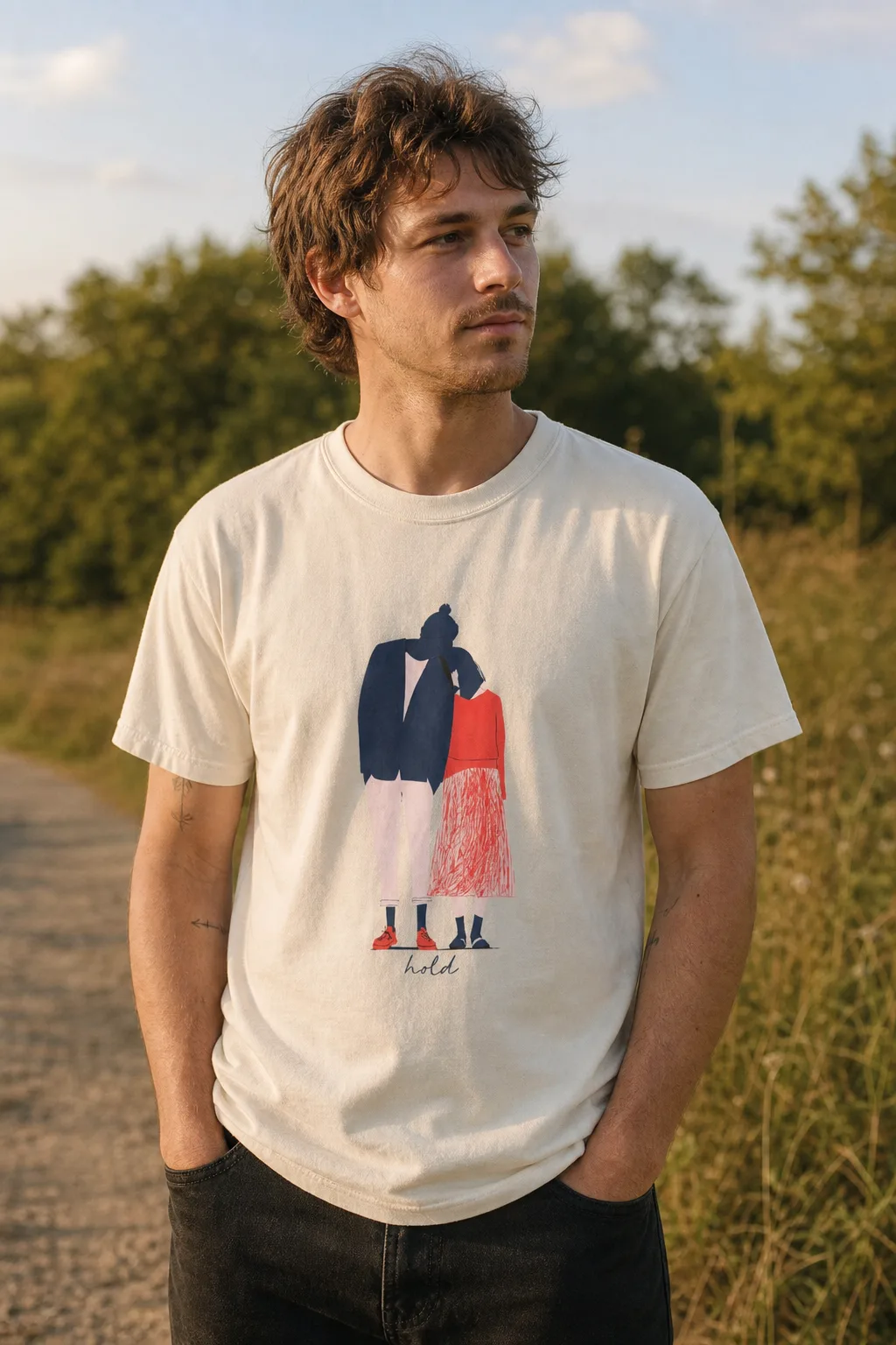 Hold shirt worn outdoors