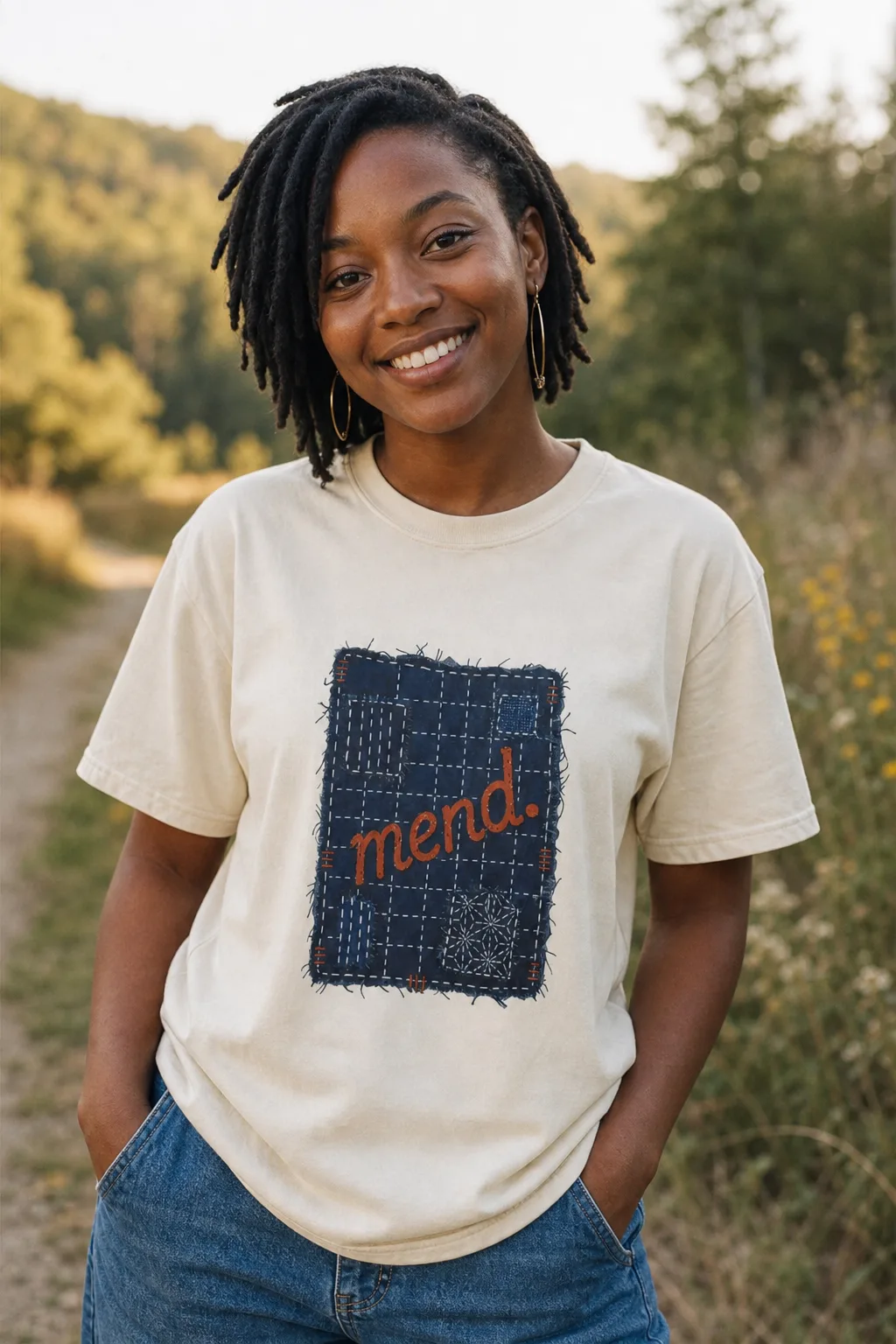 Mend (Patch) shirt worn outdoors