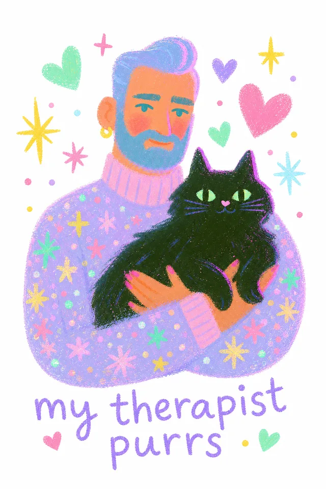 My Therapist Purrs print art