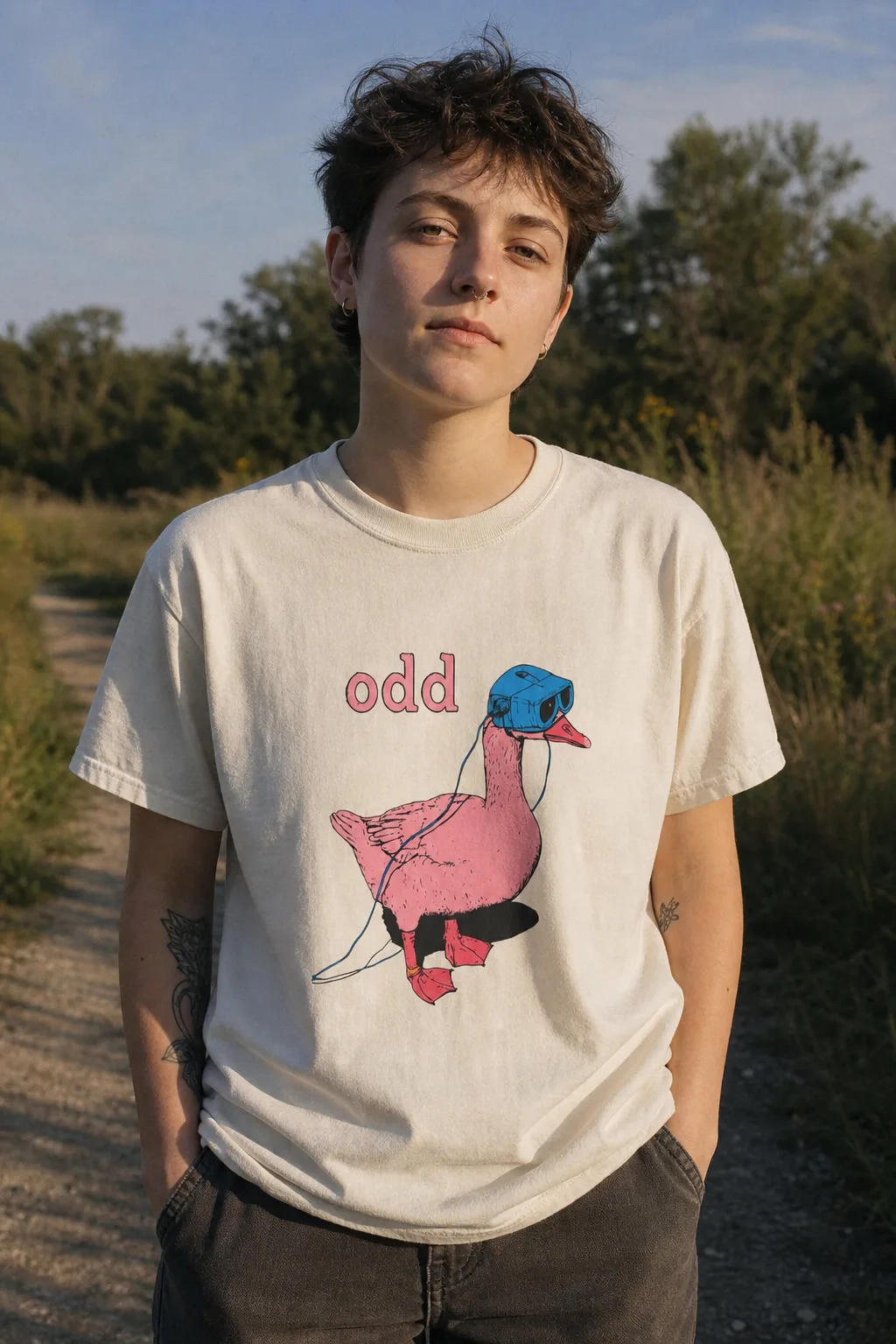 Odd Goose shirt worn outdoors