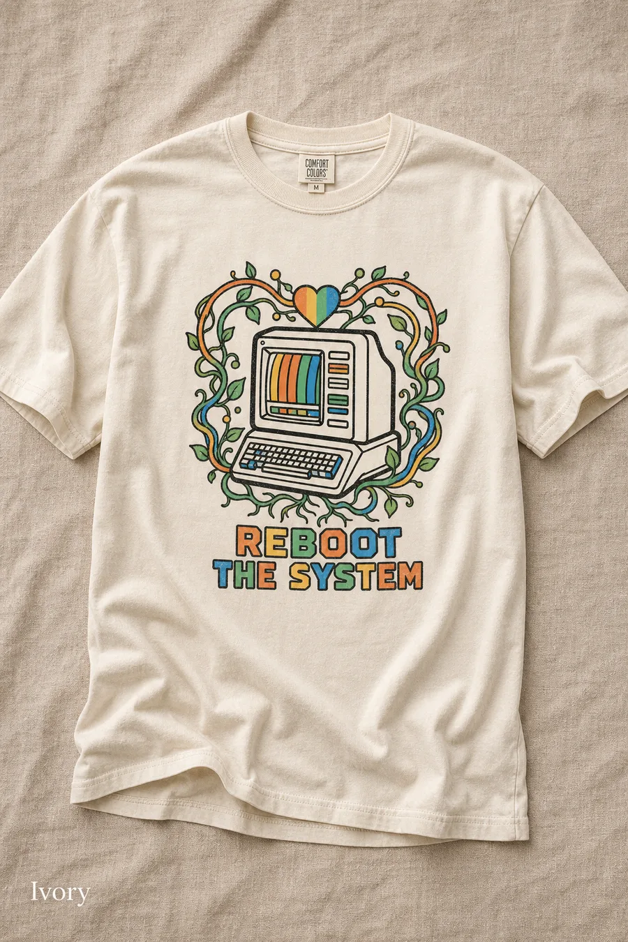 Reboot the System tee in Ivory
