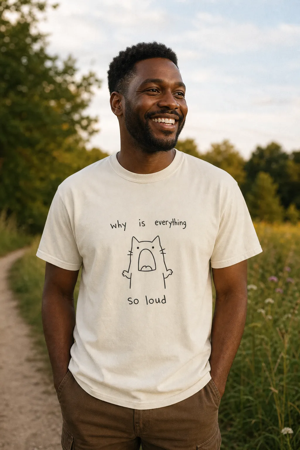 Why Is Everything So Loud shirt worn outdoors